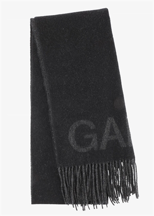 Fringed wool scarf Black A3905 Ganni 